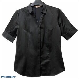 Vintage Black Short Sleeve Button Up Dress Shirt
